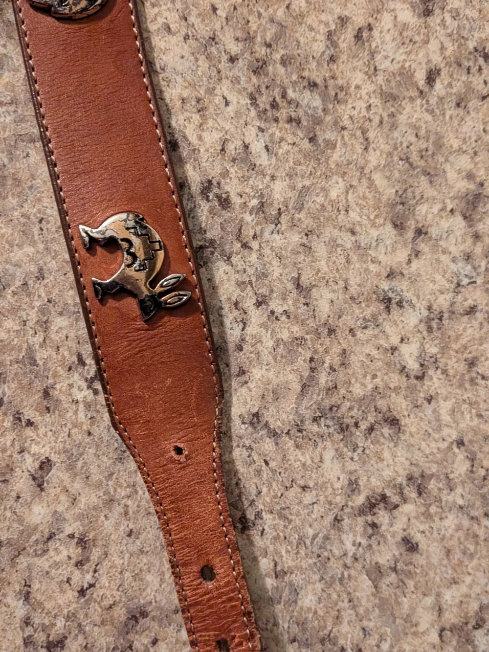 '90s Vintage Silver Creek Brown Leather Western Belt with Silver Concho Buckle